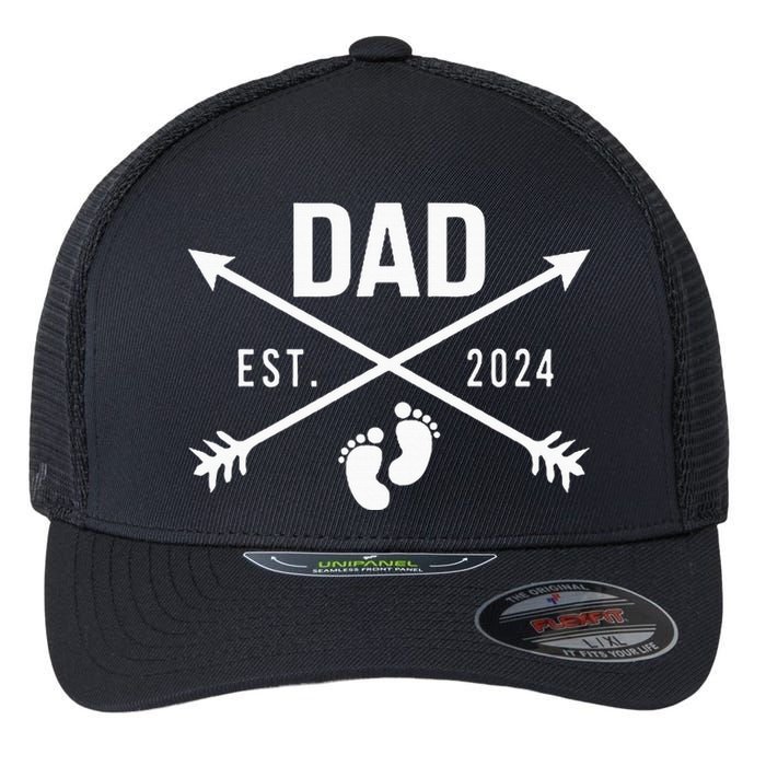 New Dad Est 2024 First Fathers Day 2024 Flexfit Unipanel Trucker Cap