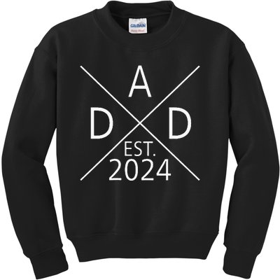 New Dad Est 2024 First Fathers Day Kids Sweatshirt