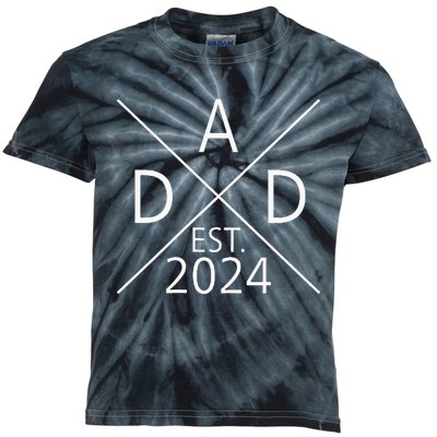 New Dad Est 2024 First Fathers Day Kids Tie-Dye T-Shirt