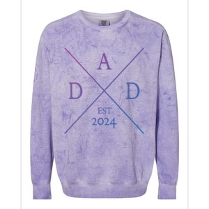 New Dad Est 2024 First Fathers Day 2024 Promoted To Daddy Gift Colorblast Crewneck Sweatshirt