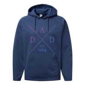 New Dad Est 2024 First Fathers Day 2024 Promoted To Daddy Gift Performance Fleece Hoodie