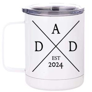 New Dad Est 2024 First Fathers Day 2024 Promoted To Daddy Gift 12 oz Stainless Steel Tumbler Cup