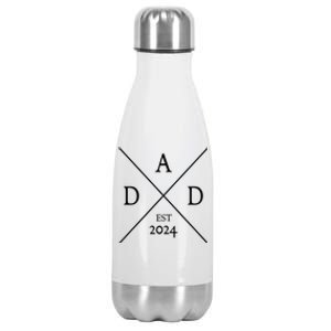 New Dad Est 2024 First Fathers Day 2024 Promoted To Daddy Gift Stainless Steel Insulated Water Bottle