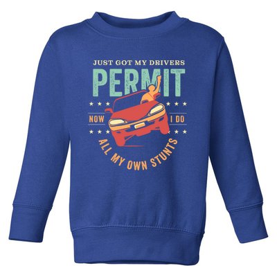 New Driver For Just Got My Drivers Permit I Do My Own Stunts Gift Toddler Sweatshirt