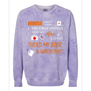 Nurse Definition, Funny Hold My Beer Colorblast Crewneck Sweatshirt