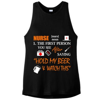 Nurse Definition, Funny Hold My Beer Ladies PosiCharge Tri-Blend Wicking Tank