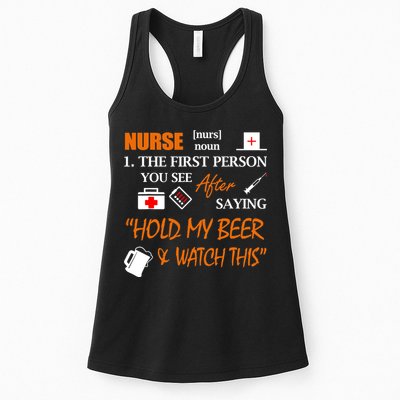 Nurse Definition, Funny Hold My Beer Womens Tank Top