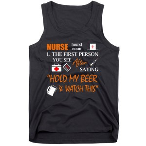 Nurse Definition, Funny Hold My Beer Tank Top