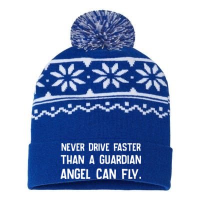 Never Drive Faster Than A Guardian Angel Can Fly Gift USA-Made Snowflake Beanie