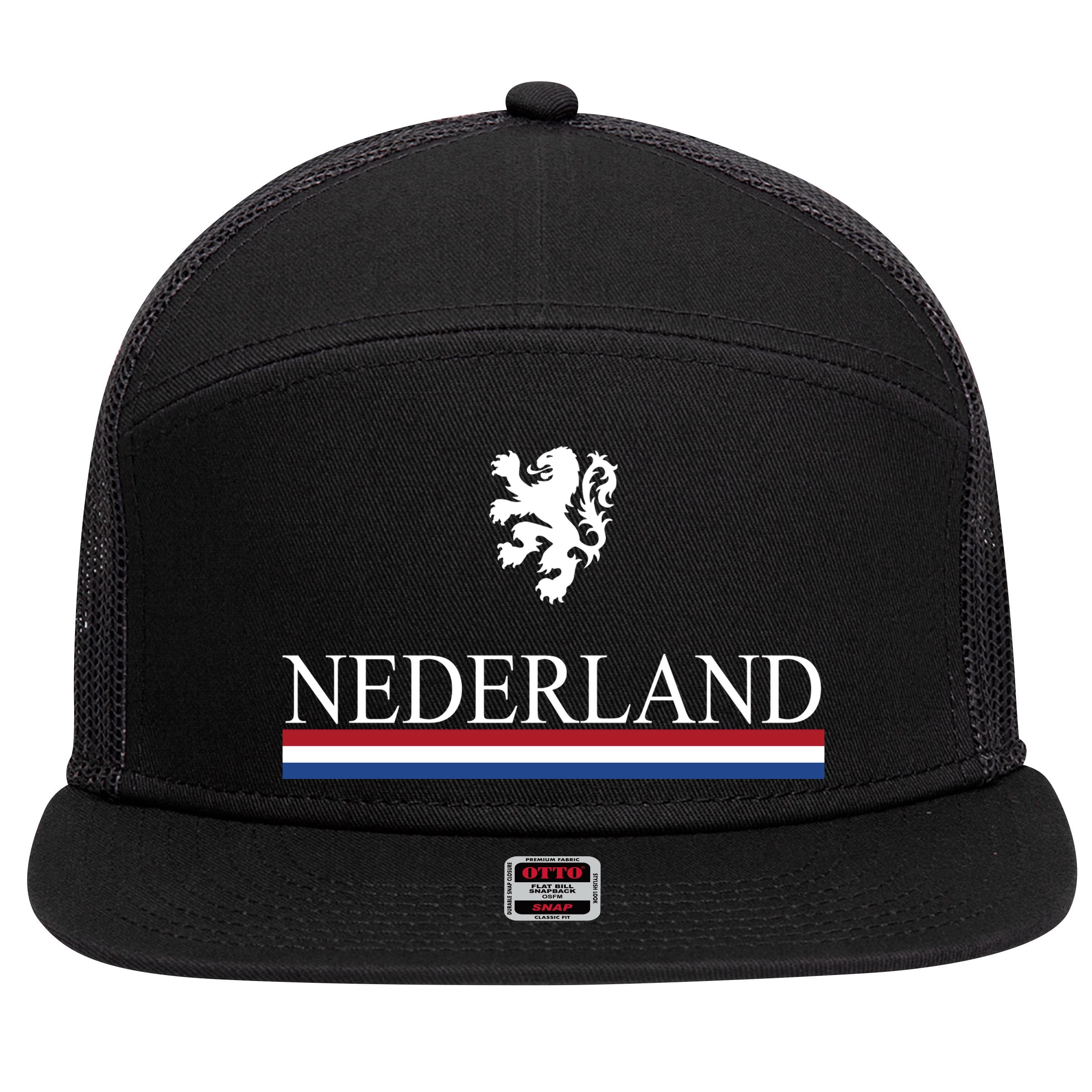 Nederland Dutch Flag Logo 7 Panel Mesh Trucker Snapback Hat