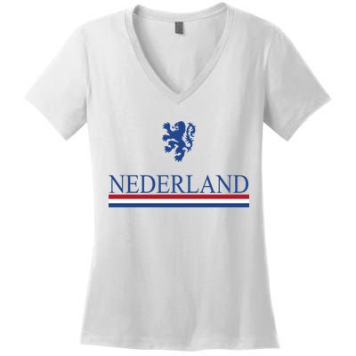 Nederland Dutch Flag Logo Women's V-Neck T-Shirt
