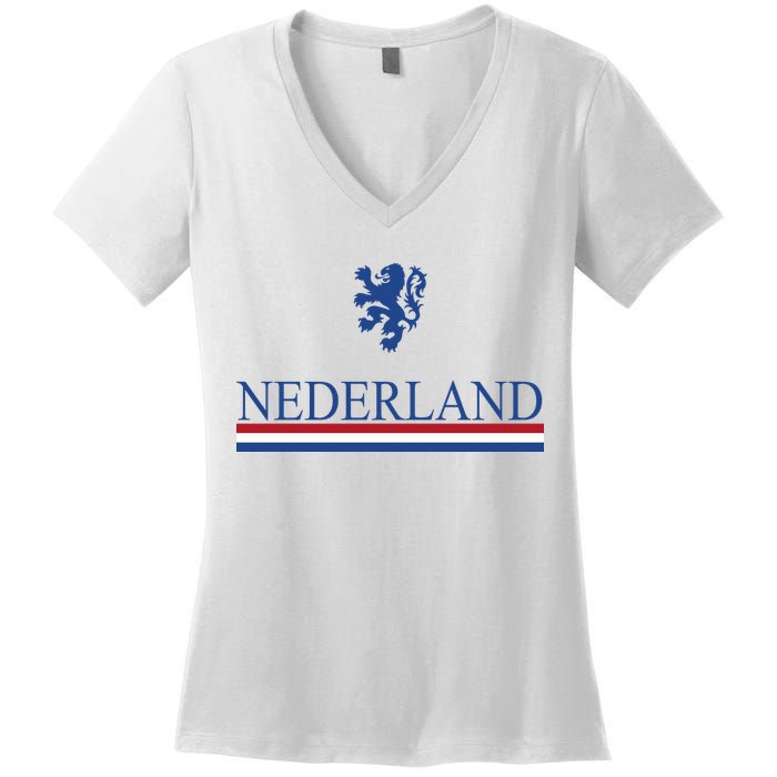 Nederland Dutch Flag Logo Women's V-Neck T-Shirt