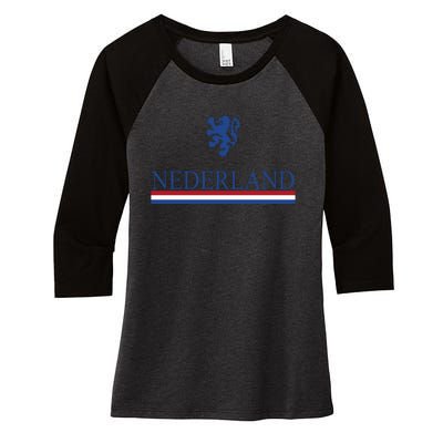 Nederland Dutch Flag Logo Women's Tri-Blend 3/4-Sleeve Raglan Shirt