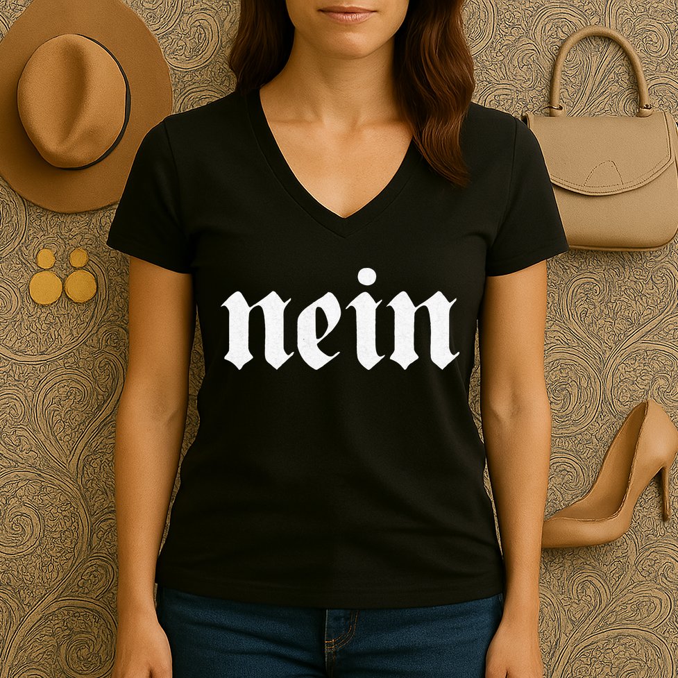 NEIN Deutschland Flag of german Eagle Germany German Women's V-Neck T-Shirt