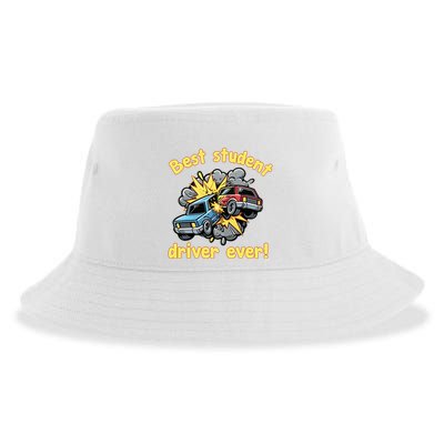 New Driver Funny Best Student Driver Ever Learning To Drive Sustainable Bucket Hat