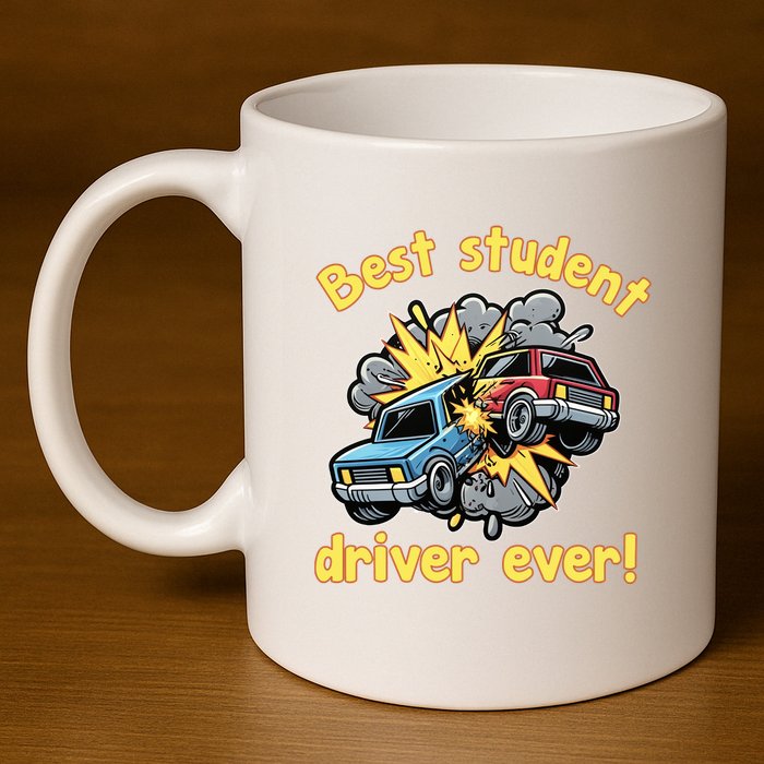 New Driver Funny Best Student Driver Ever Learning To Drive 11oz C Handle Ceramic Mug