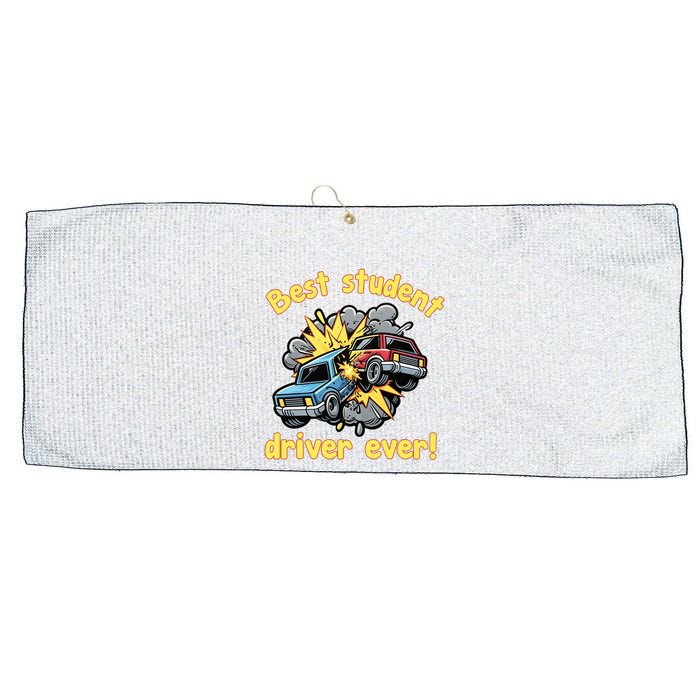 New Driver Funny Best Student Driver Ever Learning To Drive Large Microfiber Waffle Golf Towel