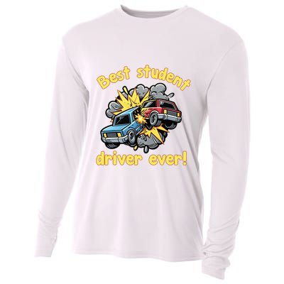 New Driver Funny Best Student Driver Ever Learning To Drive Cooling Performance Long Sleeve Crew