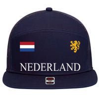 Nederland Dutch Flag Logo Gift 7 Panel Mesh Trucker Snapback Hat