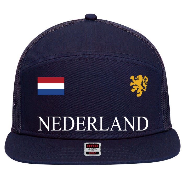 Nederland Dutch Flag Logo Gift 7 Panel Mesh Trucker Snapback Hat