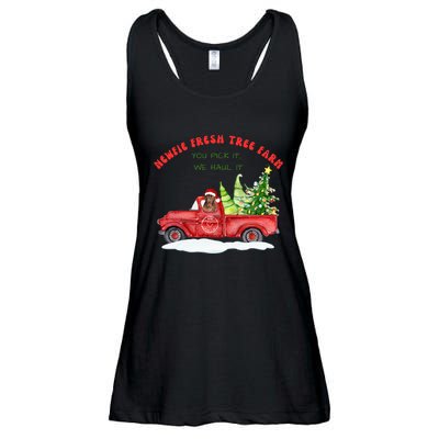 Newfie Dog Fresh Tree Farm  Ladies Essential Flowy Tank