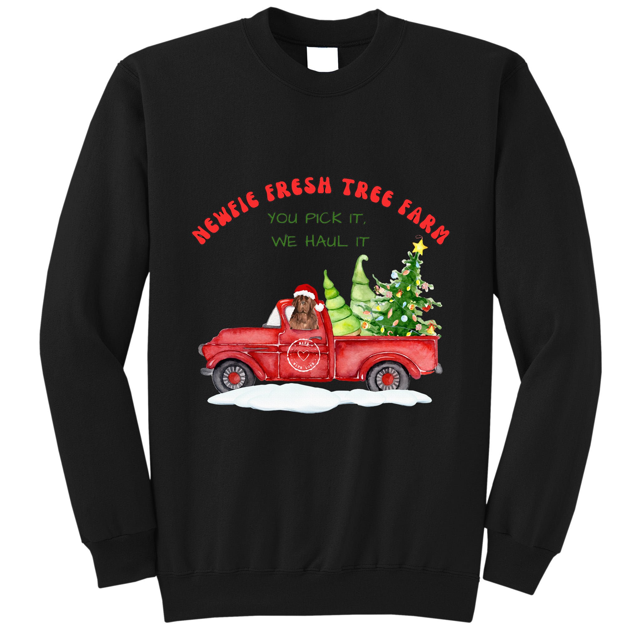 Newfie Dog Fresh Tree Farm  Tall Sweatshirt