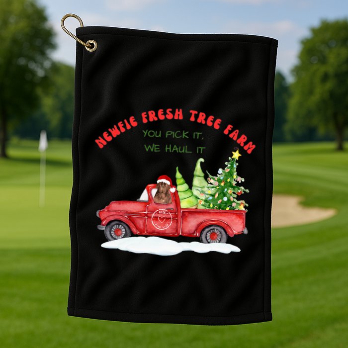 Newfie Dog Fresh Tree Farm  Golf Towel