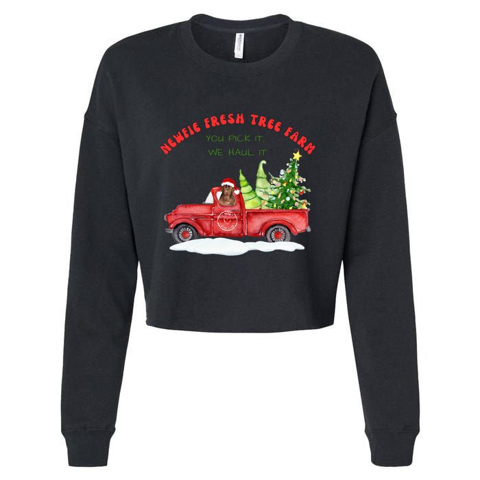 Newfie Dog Fresh Tree Farm  Cropped Pullover Crew
