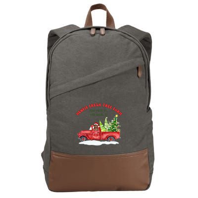 Newfie Dog Fresh Tree Farm  Cotton Canvas Backpack