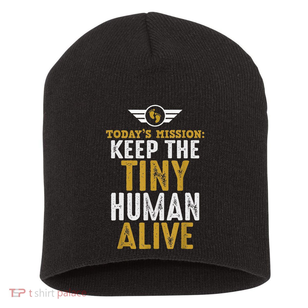 New Dad Funny For Father Day Keep The Tiny Human Alive Short Acrylic Beanie