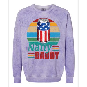 Natty Daddy Funny Dad Bob Beer Drinker Father's Day Colorblast Crewneck Sweatshirt