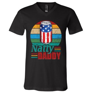 Natty Daddy Funny Dad Bob Beer Drinker Father's Day V-Neck T-Shirt