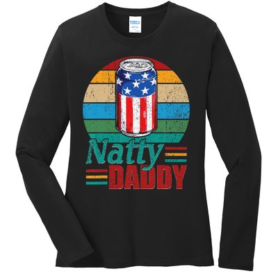 Natty Daddy Funny Dad Bob Beer Drinker Father's Day Ladies Long Sleeve Shirt