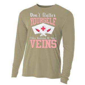 Nurse Don't Flatter I Was Looking At Your Veins Cooling Performance Long Sleeve Crew