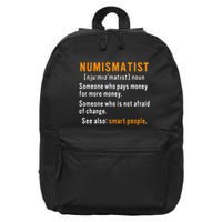 Numismatist Definition For Coin Collector Money Numismatics 16 in Basic Backpack