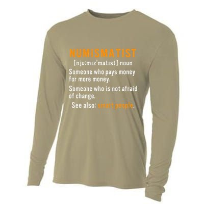 Numismatist Definition For Coin Collector Money Numismatics Cooling Performance Long Sleeve Crew