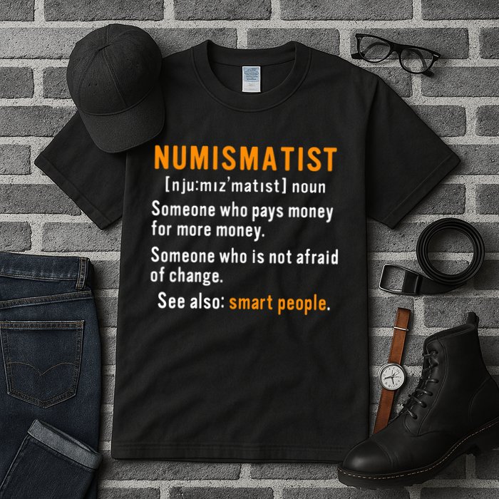 Numismatist Definition For Coin Collector Money Numismatics Tall T-Shirt