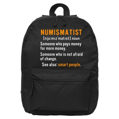 Numismatist Definition For Coin Collector Money Numismatics 16 in Basic Backpack