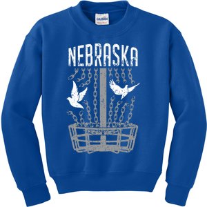 Nebraska Disc Golf Player Breaking Chains Birdie Cool Gift Kids Sweatshirt