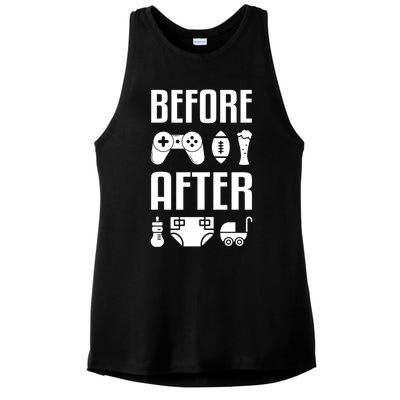 New Dad Great Gift Before After Funny Fatherhood Great Gift Ladies PosiCharge Tri-Blend Wicking Tank