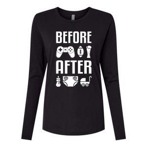 New Dad Great Gift Before After Funny Fatherhood Great Gift Womens Cotton Relaxed Long Sleeve T-Shirt