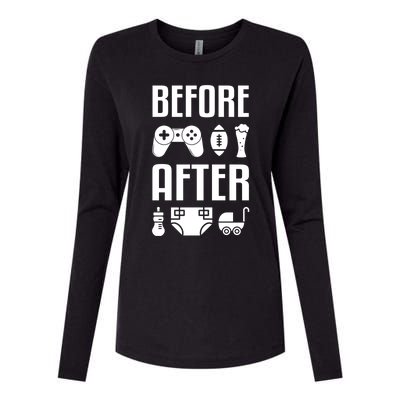 New Dad Great Gift Before After Funny Fatherhood Great Gift Womens Cotton Relaxed Long Sleeve T-Shirt