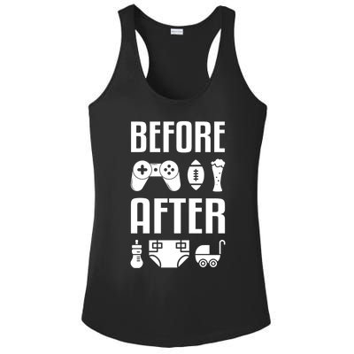 New Dad Great Gift Before After Funny Fatherhood Great Gift Ladies PosiCharge Competitor Racerback Tank