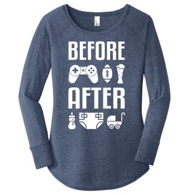 New Dad Great Gift Before After Funny Fatherhood Great Gift Women's Perfect Tri Tunic Long Sleeve Shirt