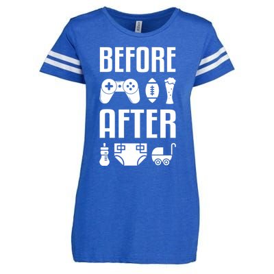 New Dad Great Gift Before After Funny Fatherhood Great Gift Enza Ladies Jersey Football T-Shirt