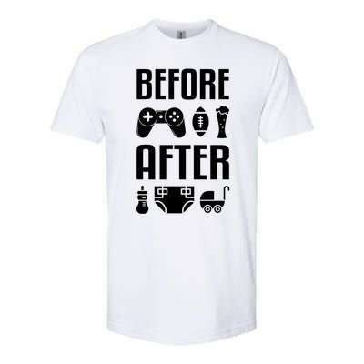 New Dad Great Gift Before After Funny Fatherhood Great Gift Softstyle® CVC T-Shirt