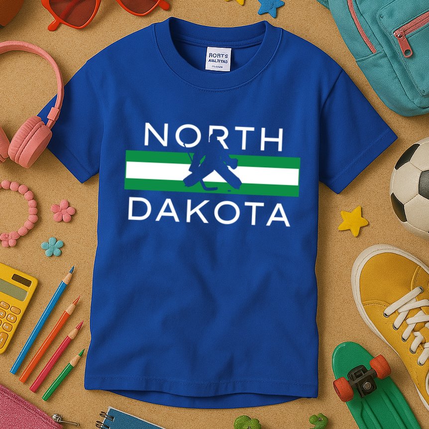 North Dakota Goalie Ice Hockey Player Coach Team State Gift Kids T-Shirt