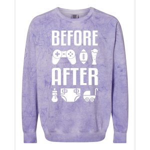 New Dad Gift Before After Funny Fatherhood Gift Colorblast Crewneck Sweatshirt