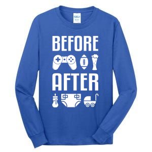 New Dad Gift Before After Funny Fatherhood Gift Tall Long Sleeve T-Shirt