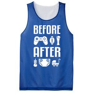 New Dad Gift Before After Funny Fatherhood Gift Mesh Reversible Basketball Jersey Tank